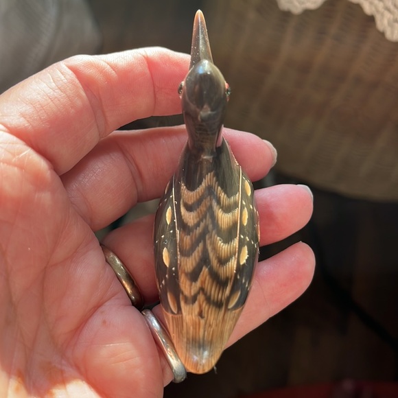 Buffalo horn carved detailed small duck - Picture 3 of 5
